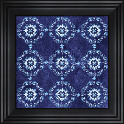 Framed Artisan Medallions Indigo I Print