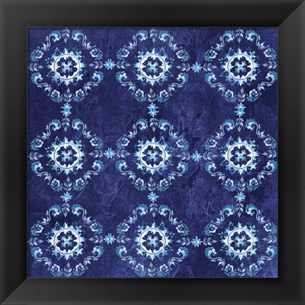 Framed Artisan Medallions Indigo I Print