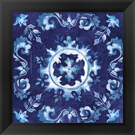 Framed Artisan Medallions Indigo II Print