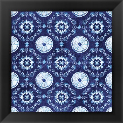 Framed Artisan Medallions Indigo III Print