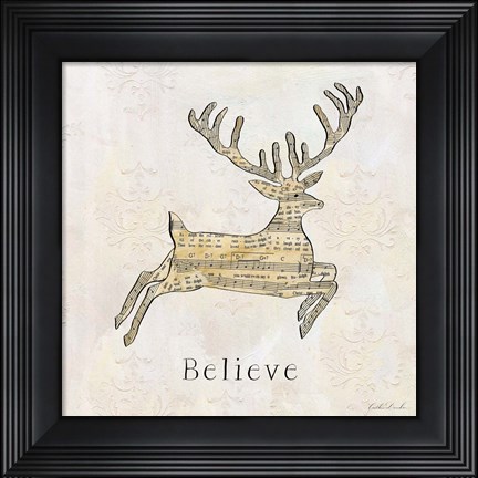 Framed Vintage Christmas Believe Print