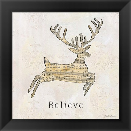 Framed Vintage Christmas Believe Print