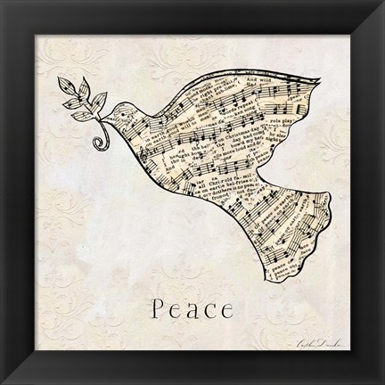 Framed Vintage Christmas Peace Print