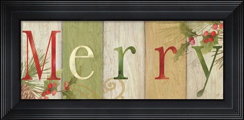 Framed Merry Rustic Sign I Print