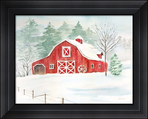 Framed Winter Farmhouse Print