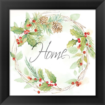 Framed Holiday Wreath Home Print