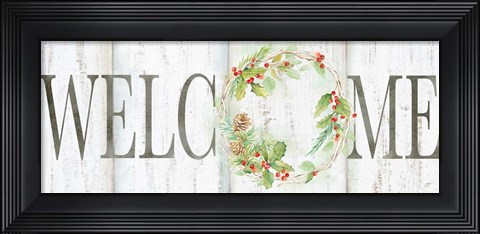 Framed Holiday Wreath Welcome Sign Print
