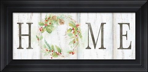 Framed Holiday Wreath Home Sign Print