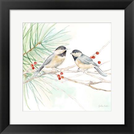 Framed Winter Birds II Chickadees Print