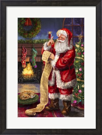 Framed Santa with his list Print