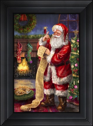 Framed Santa with his list Print