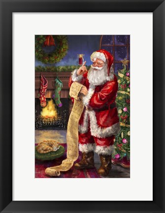 Framed Santa with his list Print