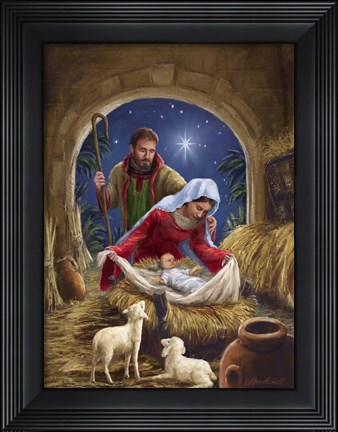 Framed Holy Family with sheep Print