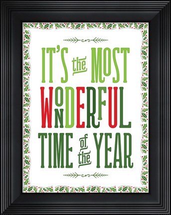 Framed Colorful Christmas with border IV Print