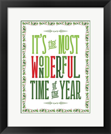 Framed Colorful Christmas with border IV Print