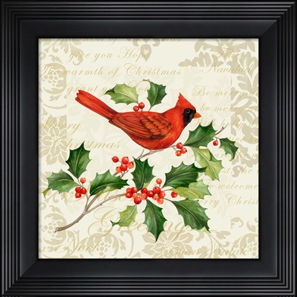 Framed Botanical Christmas Cream I Print