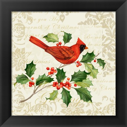 Framed Botanical Christmas Cream I Print