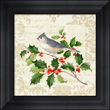 Framed Botanical Christmas Cream II Print