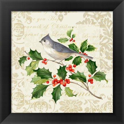 Framed Botanical Christmas Cream II Print