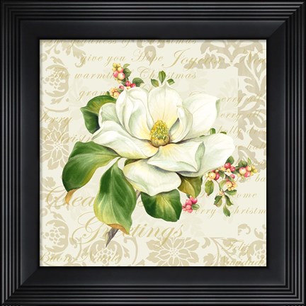 Framed Botanical Christmas Cream III Print