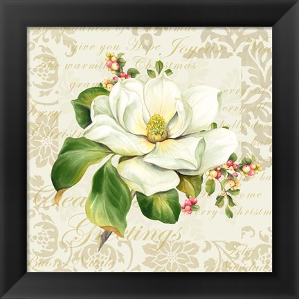 Framed Botanical Christmas Cream III Print