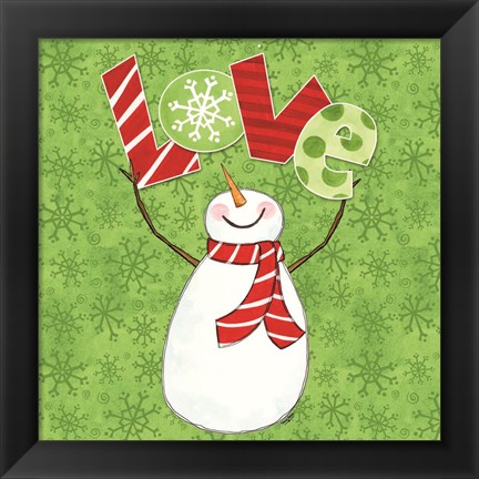 Framed Winter Wonderland Snowmen I Print