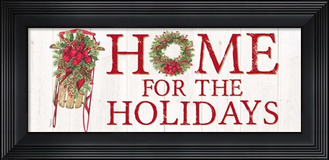 Framed Home for the Holidays Sled Sign Print
