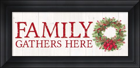 Framed Home for the Holidays Family Gathers Here Wreath Sign Print