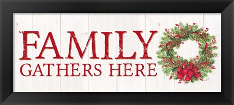 Framed Home for the Holidays Family Gathers Here Wreath Sign Print