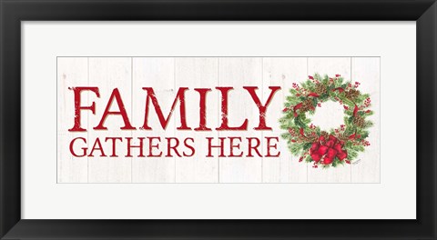 Framed Home for the Holidays Family Gathers Here Wreath Sign Print