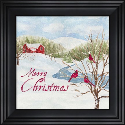 Framed Christmas in the Country IV Merry Christmas Print