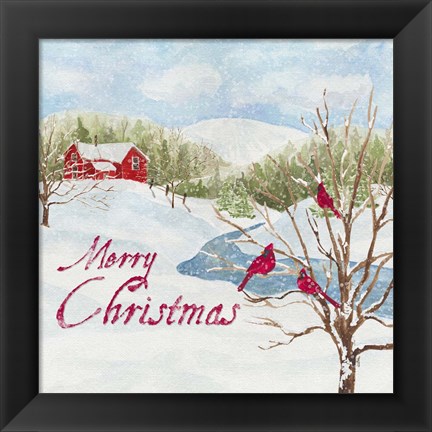 Framed Christmas in the Country IV Merry Christmas Print