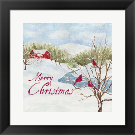 Framed Christmas in the Country IV Merry Christmas Print