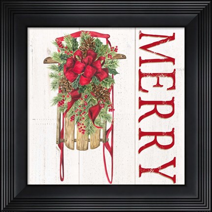 Framed Home for the Holidays Merry Sled Print