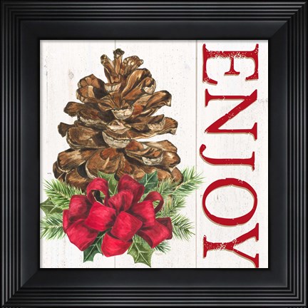 Framed Home for the Holidays Enjoy Pine cone Print