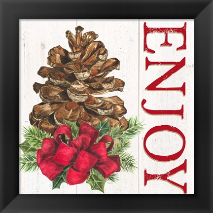 Framed Home for the Holidays Enjoy Pine cone Print