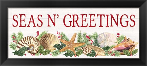 Framed Seas N Greetings panel sign Print