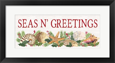 Framed Seas N Greetings panel sign Print