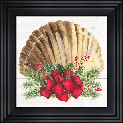 Framed Christmas by the Sea Scallop square Print