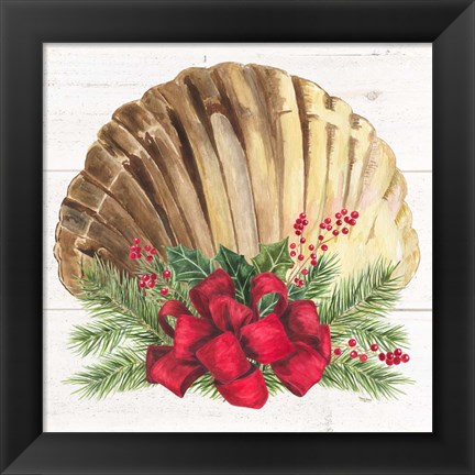 Framed Christmas by the Sea Scallop square Print