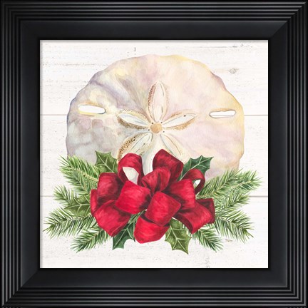 Framed Christmas by the Sea Sanddollar square Print