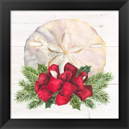 Framed Christmas by the Sea Sanddollar square Print