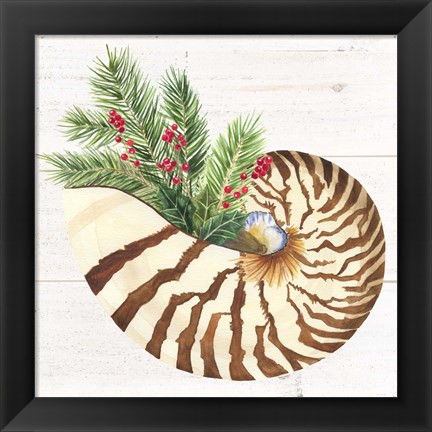 Framed Christmas by the Sea Nautilus square Print