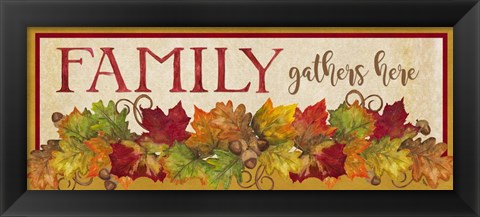 Framed Fall Harvest Family Gathers Here sign Print