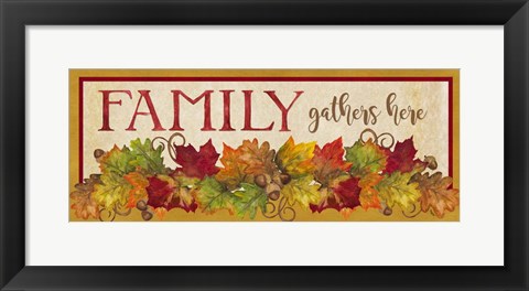 Framed Fall Harvest Family Gathers Here sign Print