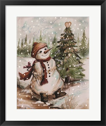 Framed Country Snowman I Print