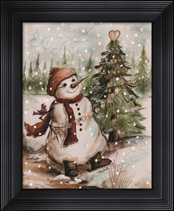 Framed Country Snowman I Print