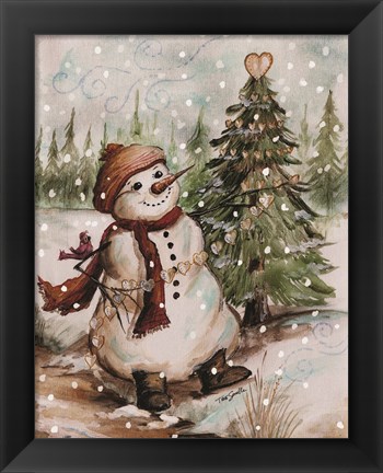 Framed Country Snowman I Print