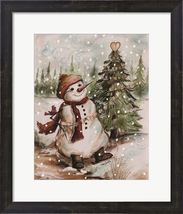 Framed Country Snowman I Print