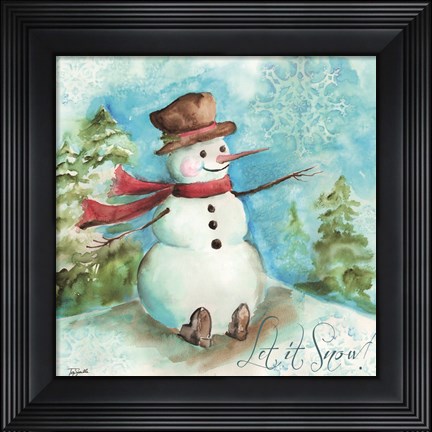 Framed Watercolor Snowmen I Print